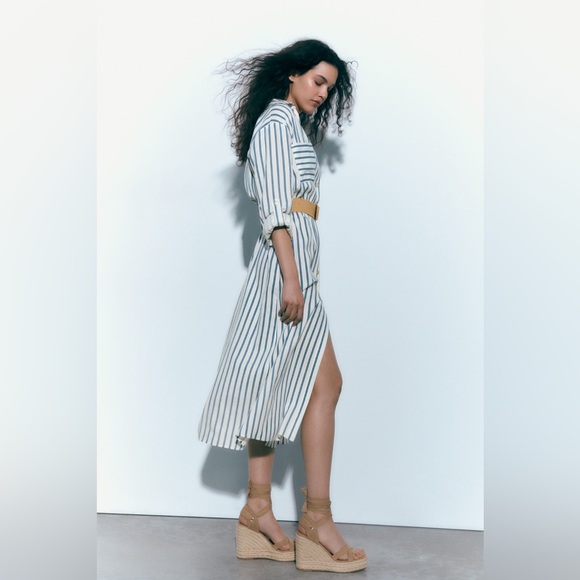 Zara Linen blend belted dress - Picture 3 of 9